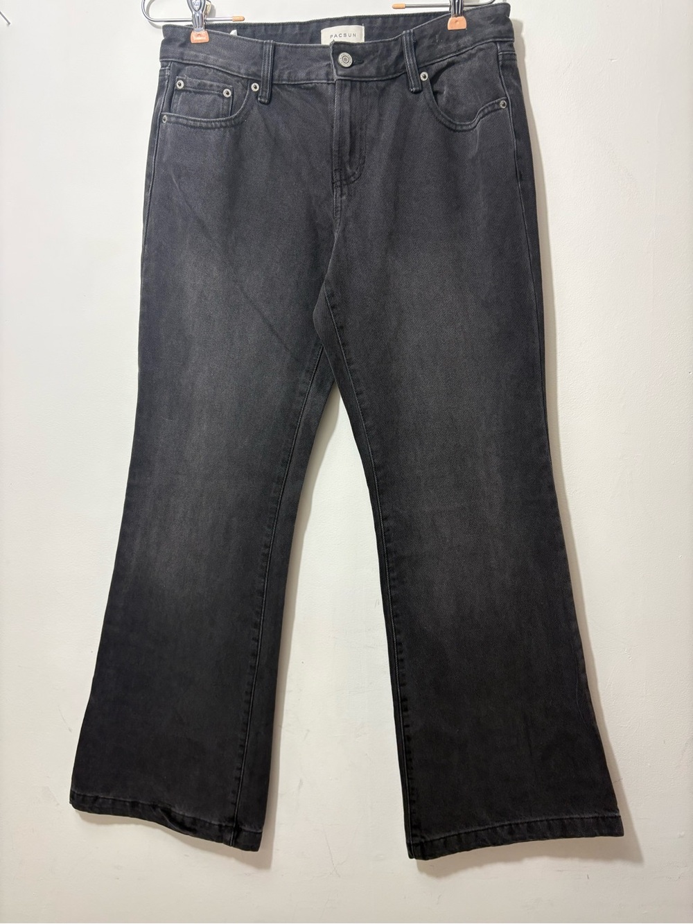 PacSun Women's Washed Black Flare Jeans